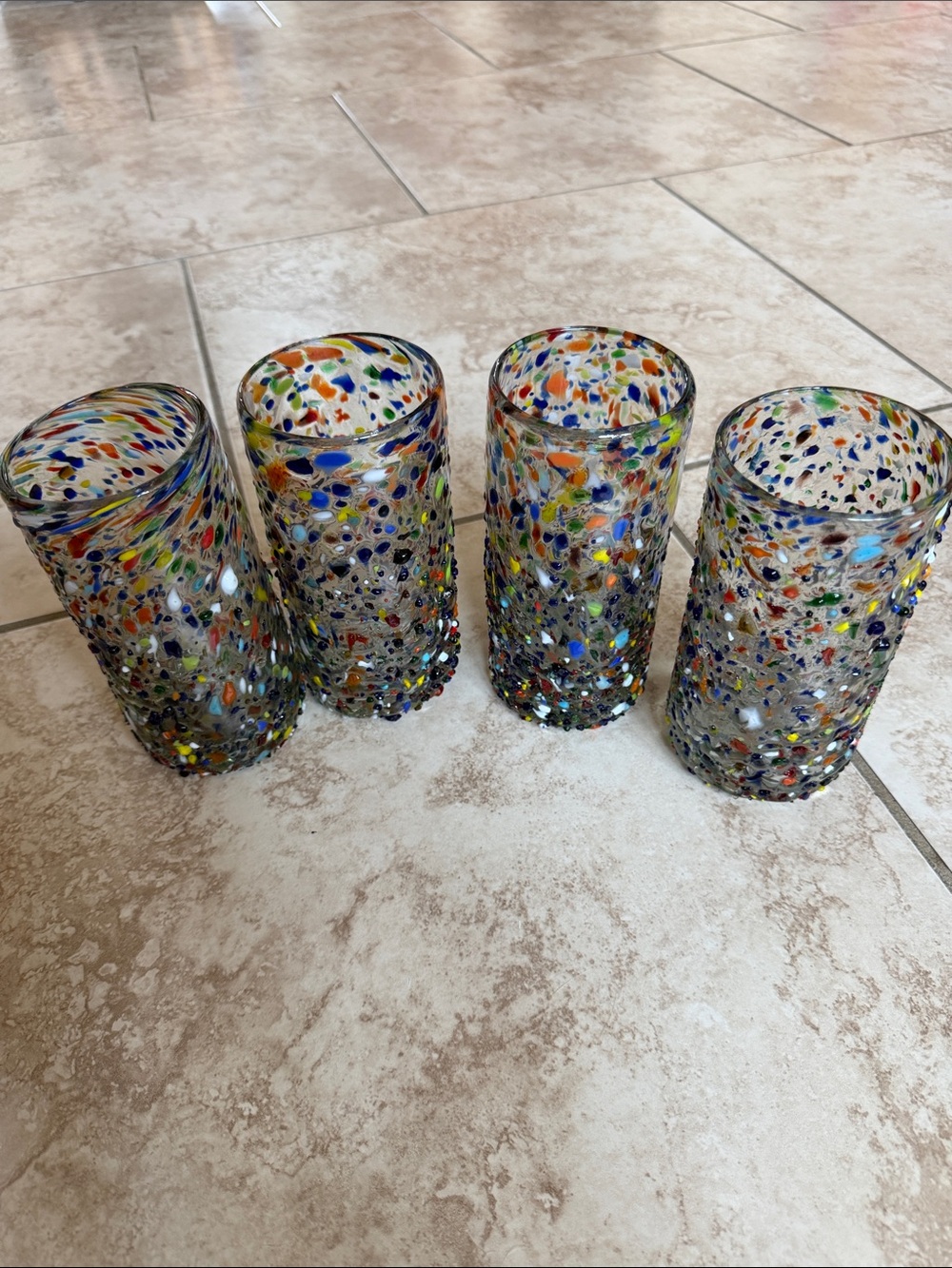Confetti glasses hand blown made in Mexico